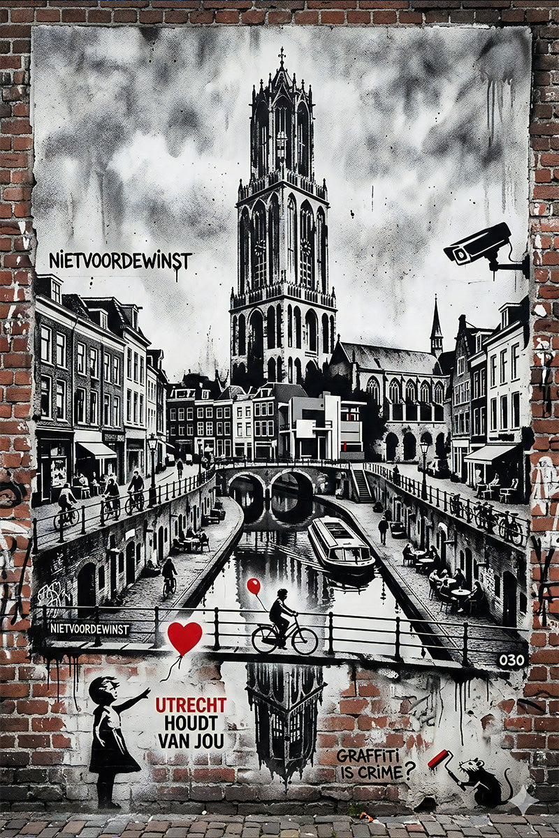 Domtoren in Banksy stijl